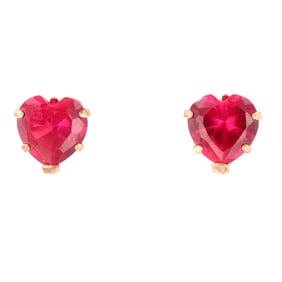 Ruby 10K Gold Heart Earrings