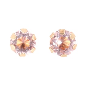 Pink Gemstone 14K Gold Stud Earrings