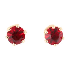 Red Gemstone 14K Gold Stud Earrings
