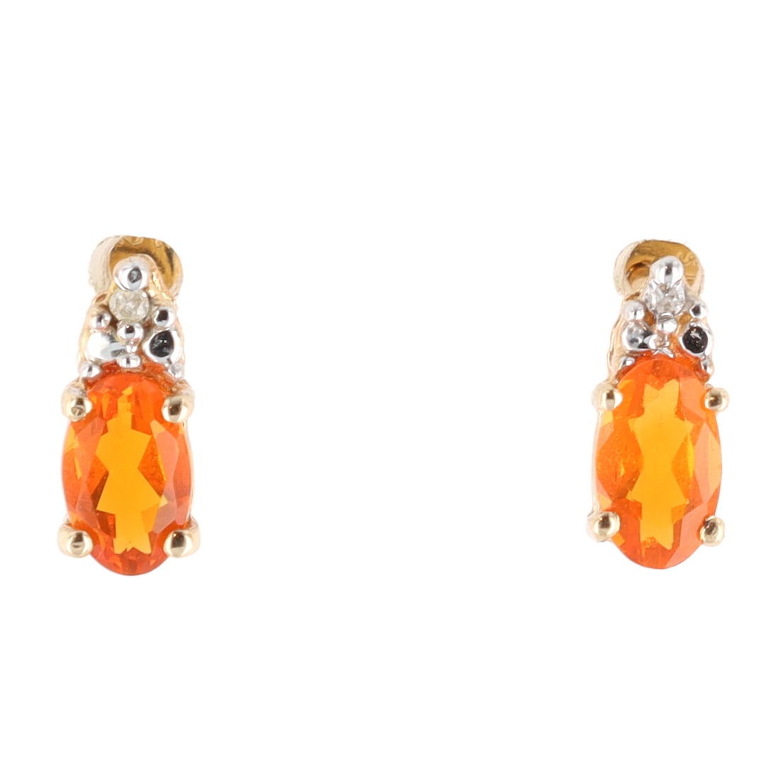 Zircon White Sapphire 10K Gold Stud Earrings (1 of 4)