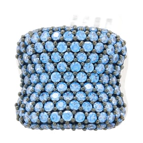 NWT Bella Lucer Artic Blue Swarovski Crystal Sterling Silver Cocktail Ring Size 6