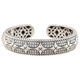 Jai John Hardy Sterling Silver Star "I wish I may I wish I might" Cuff Bracelet 49 G