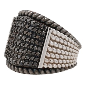 SJ Diamond Sterling Silver Cocktail Ring Size 6.75 12.2 G Approximately 2.64 TCW