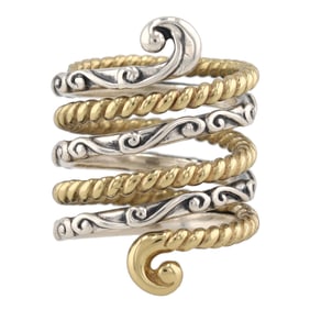 Carolyn Pollack Relios Sterling Silver Brass Wrap Ring Size 7.25 13.9 G