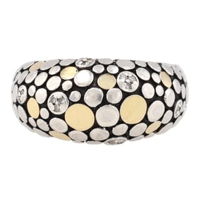 EFFY 18K Gold Sterling Silver Ring Size 7 9.3 G