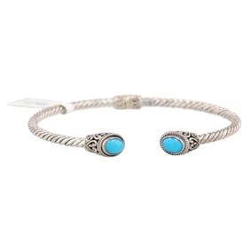 NWT Samuel B Turquoise Sterling Silver Hinge Cuff Bracelet 14.1 G
