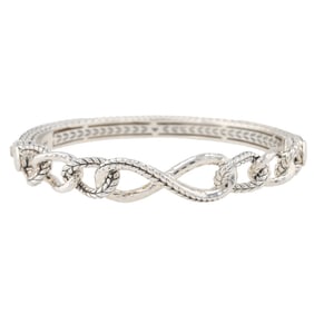 JAi John Hardy Sterling Silver Infinity Hinge Bangle Bracelet 32.2 G