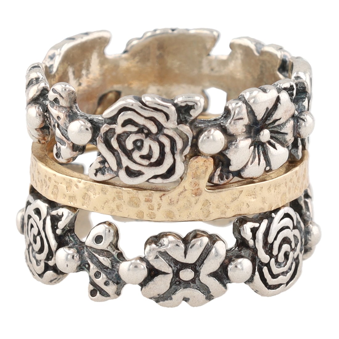 Pord? Isreal 14K Gold Sterling Silver Floral Ring Size 8 11.5 G (1 of 7)