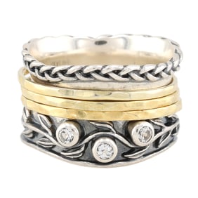 Paz Creations PZ Topaz Sterling Silver Spinner Ring Size 8 10 G