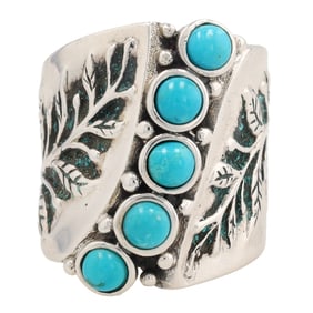 FD Sterling Silver Turquoise Ring Size 7.25 15.1 G