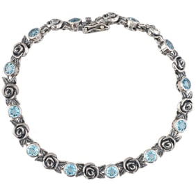 NWT Or Paz Topaz Sterling Silver Rose Bracelet 15.9 G