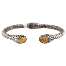 NWT Samuel B 18K Gold Sterling Silver Hinge Cuff Bracelet 21.2 G