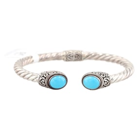 NWT Samuel B Turquoise Sterling Silver Twist Cuff Bracelet 23.5 G