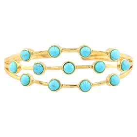 NWT 18K Gold Over Sterling Silver Sleeping Beauty Turquoise Cuff Bracelet 20 G