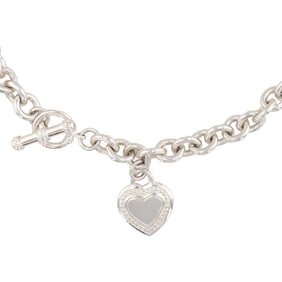 Judith Ripka Sterling Toggle Clasp Chain Heart Necklace 124.5g