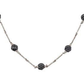 WK Sterling Onyx Toggle Clasp Necklace 106g