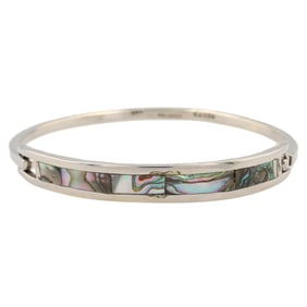 Taxco Mexico Sterling Abalone Hinge Bracelet 14g