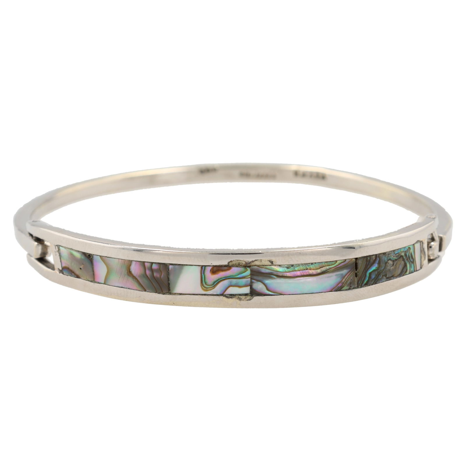 Taxco Mexico Sterling Abalone Hinge Bracelet 14g (1 of 8)