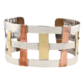 RLM Studio Robert Lee Morris Sterling Copper Brass Cuff Bracelet 29g