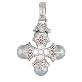 Judith Ripka Pearl DQCZ Sterling Pendant 17g