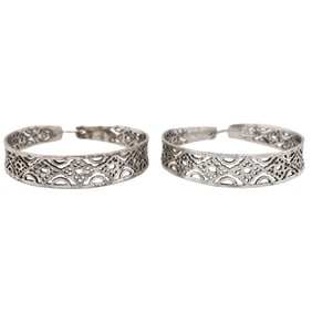 Vintage Stamped Sterling Hoop Earrings 19g