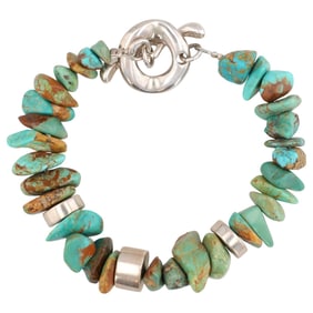RLM Robert Lee Morris Sterling Turquoise Toggle Bracelet 55g