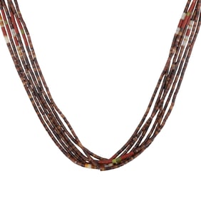 Santo Domingo Cowrie Shell Coral Heishi Necklace 58.5g