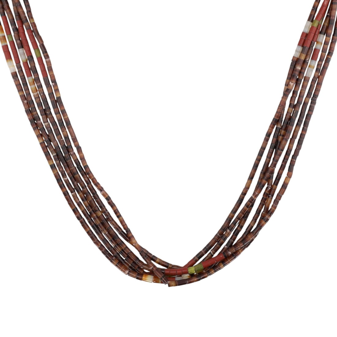 Santo Domingo Cowrie Shell Coral Heishi Necklace 58.5g: Santo Domingo Cowrie Shell Coral Heishi Necklace 58.5g