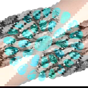 Large Navajo Sterling Turquoise Cuff Bracelet 130g: Large Navajo Sterling Turquoise Cuff Bracelet 130g
