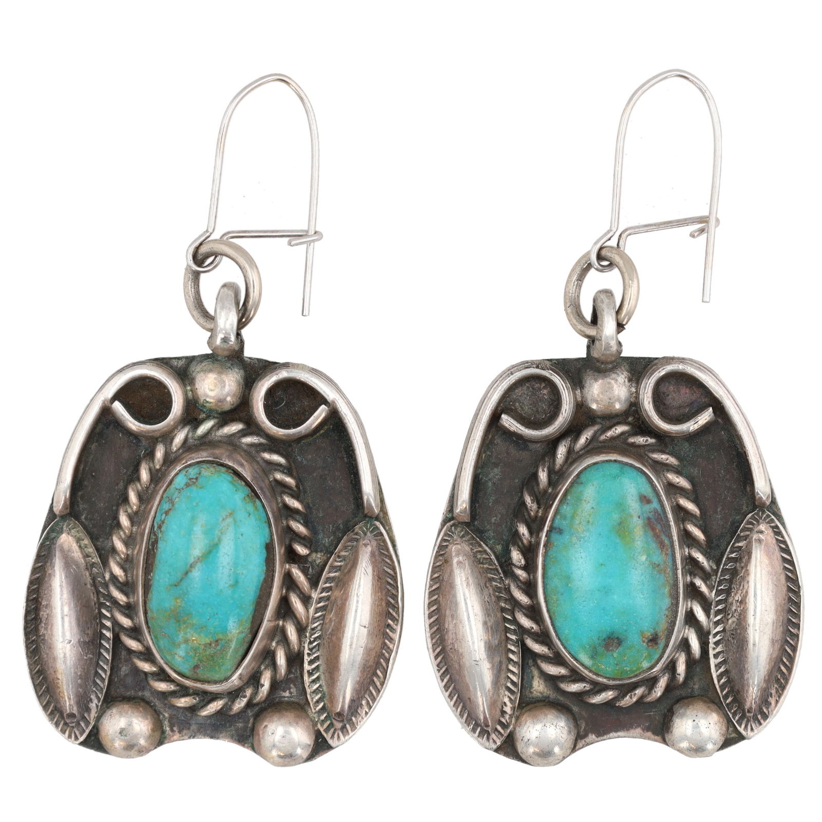 Vintage Navajo Sterling Turquoise Dangle Earrings 13g (1 of 3)