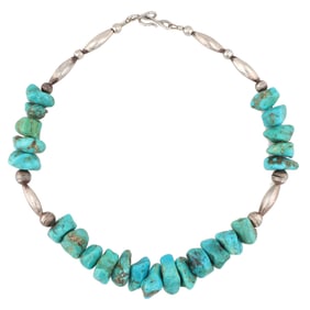 Vintage Navajo Sterling Turquoise Choker 63.5g