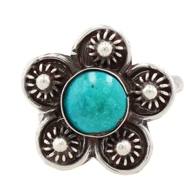 Signed Mexico Sterling Turquoise Ring Sz. 4.25, 2g