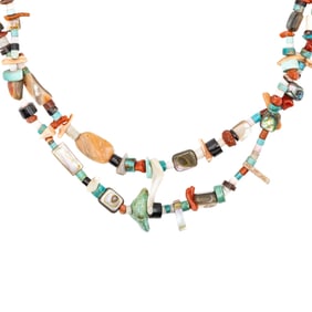 Navajo Multi Stone Two Strand Necklace 125g