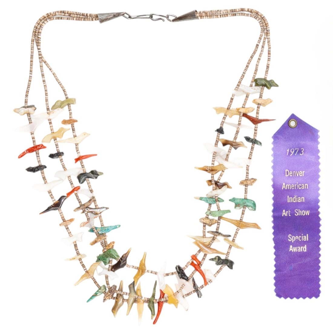 1973 Award Winning Zuni Carved Fetish Heishi Necklace 61g (1 of 7)