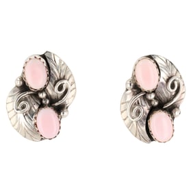 Maxine Ramirez Navajo Sterling Pink Conch Earrings 5g