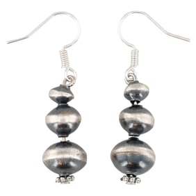 Treva Jim Sterling Navajo Pearls Hook Earrings 3g