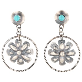 Gabriele Yazzie Navajo Sterling Kingman Turquoise Earrings 10g