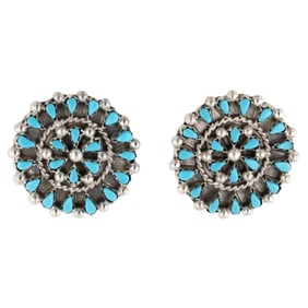 Tricia Leekity Zuni Kingman Turquoise Sterling Earrings 9.5g