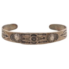 Vintage Navajo Stamped Sterling Cuff Bracelet 12.5g
