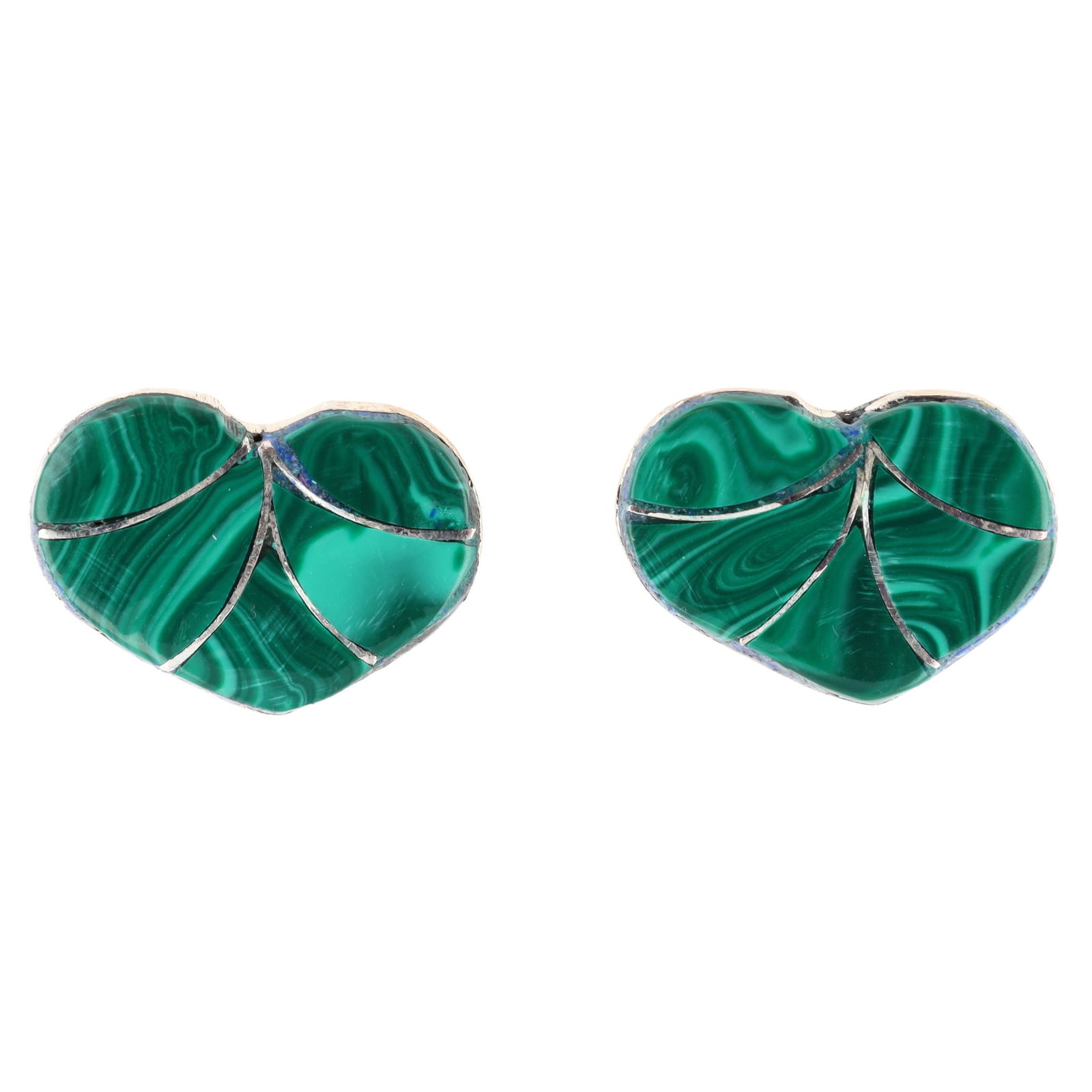 Karen Lalio Zuni Malachite Sterling Inlay Earrings 3g: Karen Lalio Zuni Malachite Sterling Inlay Earrings 3g