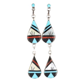 Reginda Kallest Zuni Sterling Inlay Earrings 4.5g