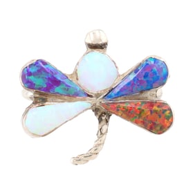 Joann Cooeyate Zuni Sterling Opal Dragonfly Ring Sz. 5.5, 2.5g