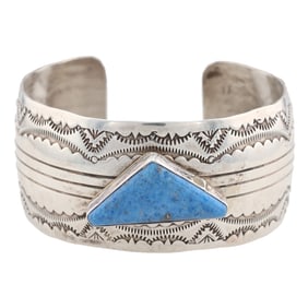 Albert Mac Cabe Navajo Sterling Denim Lapis Cuff Bracelet 34.5g