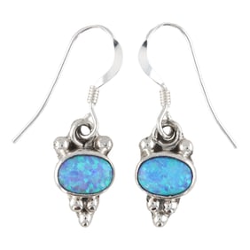 Running Bear Sterling Opal Earrings 2g