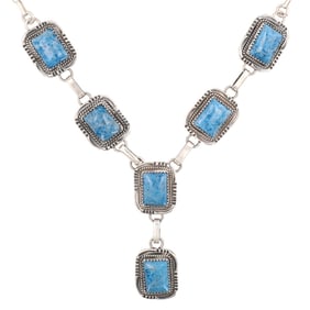 Richard Begay Navajo Sterling Denim Lapis Necklace 32g