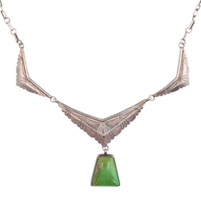 Carlos Navajo Sterling Royston Turquoise Necklace 33g