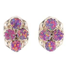 Swain Charley Zuni Sterling Opal Earrings 2g