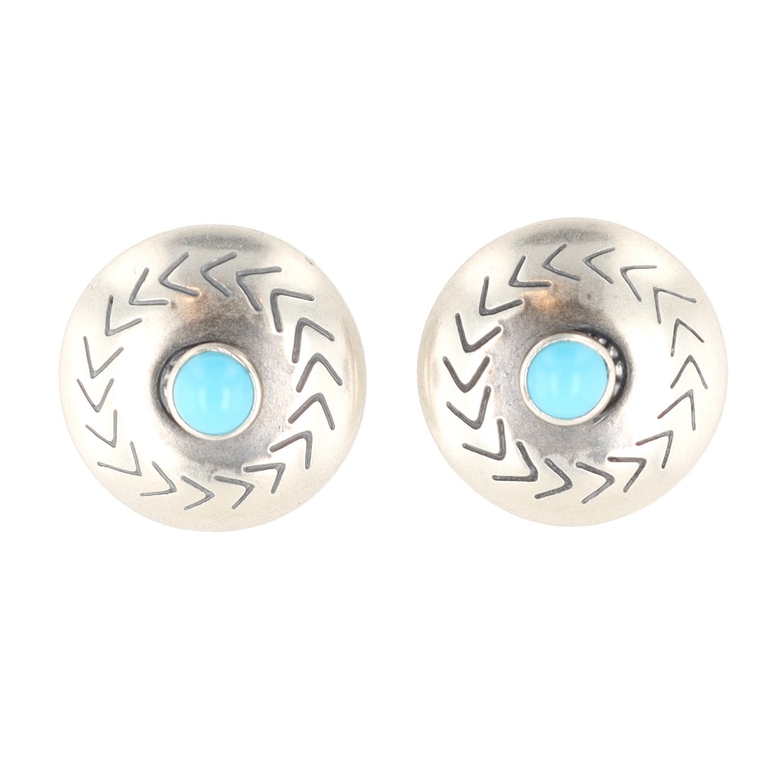 Navajo Sterling Kingman Turquoise Stud Earrings 1g (1 of 3)