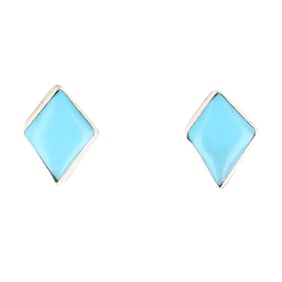 Maryann Nelia Zuni Sterling Kingman Turquoise Earrings 0.8g