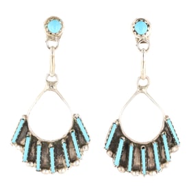 Davis Kaamasee Zuni Sterling Kingman Turquoise Earrings 6g